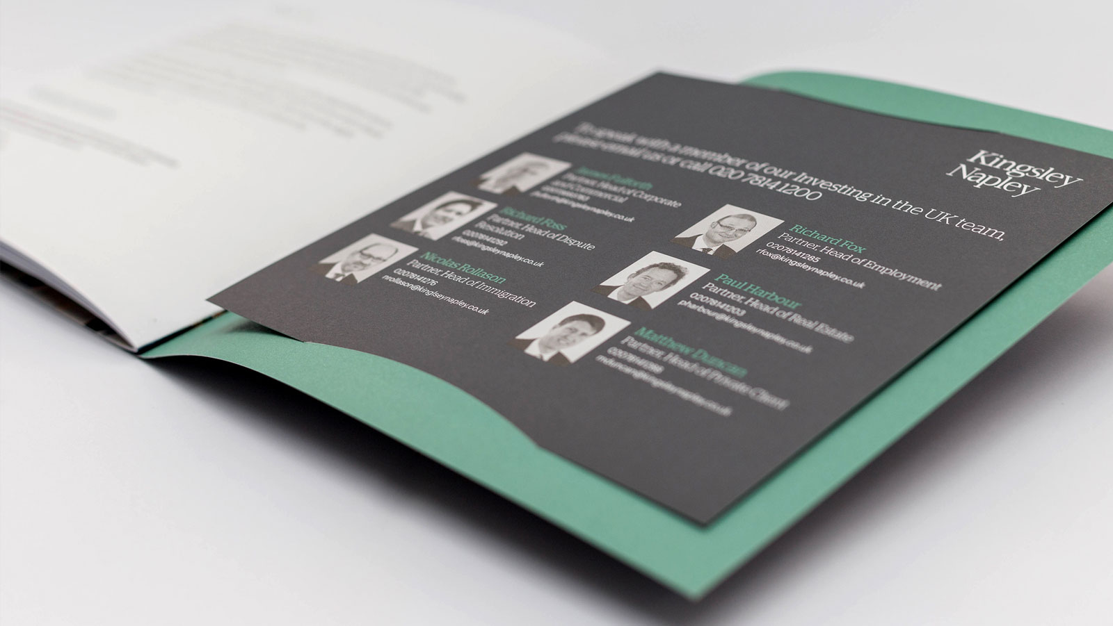 The inside of a Kingsley Napley Brochure